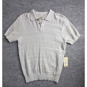 HB Knitwear White Polo Shirt Lg Classic Waffle Texture Luxury Knit Polo Mad Men
